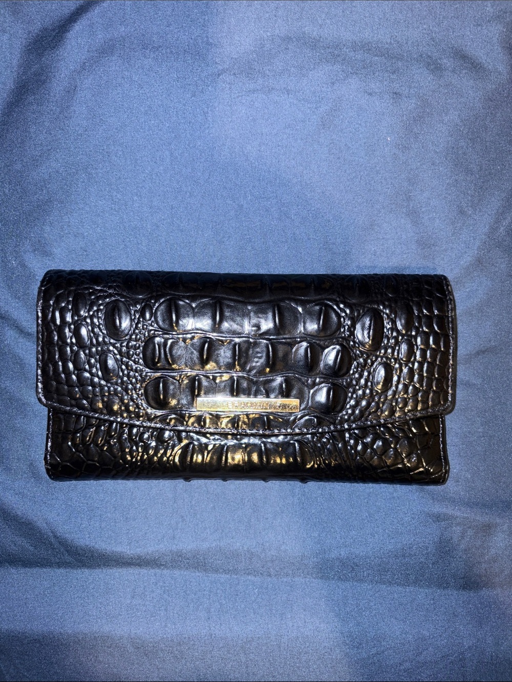 Brahmin Black Croc-Embossed Clutch with Gold Hardware - Picture 6 of 10